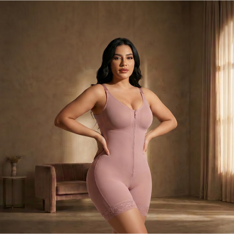 Plus Size Full Body Shapewear Bodysuit, Crotch Opening & Hook Closure, Adjustable Sling Hip Enhancing Tummy Control Butt Lifter